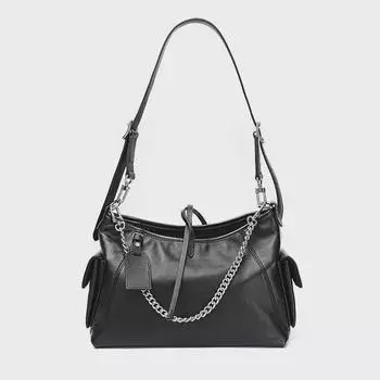 Стильная женская сумка через плечо из натуральной кожи — универсальная сумка-тоут, сумка подмышкой и сумка-мессенджер с большой вместимостью 30cm L x 15cm W x 20cm H чёрный