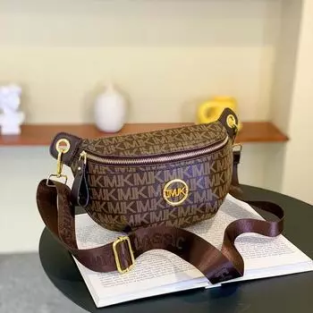 Стильная женская сумка через плечо с принтом букв и винтажной текстурой, поясная сумка на молнии, нагрудная сумка с широким ремешком