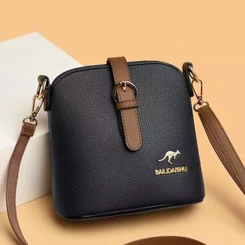 Стильная женская сумка из искусственной кожи, переносная сумка-ведро, модная сумка через плечо большой емкости чёрный