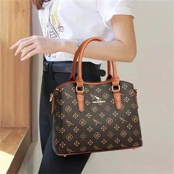 Стильная женская сумка из прочной кожи с удобными двойными ручками, съемным плечевым ремнем, вместительная и многофункциональная