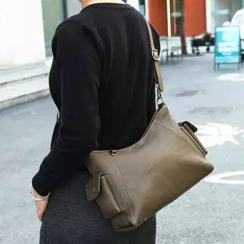 Стильная женская сумка-тоут, большая вместимость, высококачественная сумка из натуральной кожи, простая универсальная сумка через плечо для поездок на работу One Size чёрный