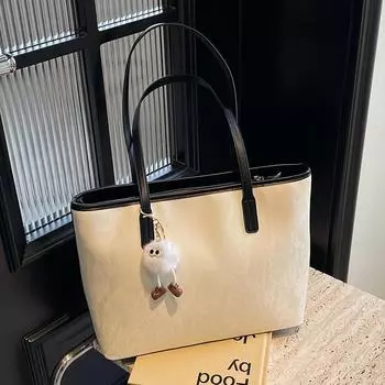 «Стильная женская сумка-тоут большой вместимости 2024 года — модный, простой, уникальный дизайн для тех, кто ездит на работу» black. 38*12*26 чёрный