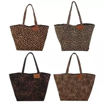 Стильная женская сумка-тоут с леопардовым принтом, легкая большая сумка-хобо, идеально подходит для путешествий и работы кофейный