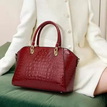 Стильная женская сумка-тоут с принтом аллигатора, вместительная сумка через плечо для поездок на работу чёрный