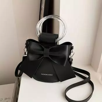 Стильная женская сумка-ведро со съемным ремешком и элегантным бантом, повседневная сумка через плечо