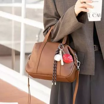 Стильная женская сумка, винтажная универсальная сумка Boston Bag из натуральной кожи, женская сумка-тоут из коровьей кожи растительного дубления через плечо