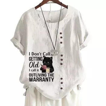 Стильная женская удобная хлопковая повседневная футболка с принтом и круглым вырезом, короткими рукавами, S-5XL S