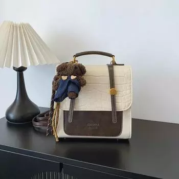 «Стильная зимняя сумка через плечо — шикарный маленький квадратный дизайн» without pendant бежевый