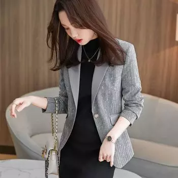 Стильно и профессионально: Женский осенний костюм больших размеров, модный и стройнящий для любого типа фигуры M хаки