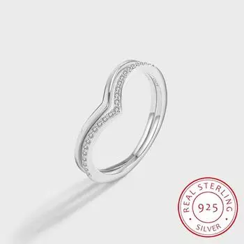 Стильное 2 шт., двойное сердце в форме круглого циркона, пара серебряных колец 925 пробы для женщин, оригинальное стерлинговое серебро, подарок на день Святого Валентина, ювелирные изделия 6 белый