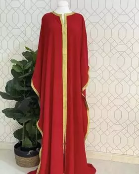 Стильное Абая Кафтан Исламское Фараша Платье Ручной Работы Платье Марокканское Длинное Дубай XS красный