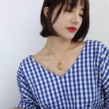 Стильное асимметричное полое геометрическое ожерелье с подвеской для женщин из титановой стали с покрытием из 18-каратного золота P1050