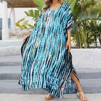 Стильное бикини с нерегулярным принтом, мягкое удобное пляжное платье большого размера для улицы