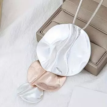 Стильное длинное ожерелье с геометрическим круглым кулоном, эффектный стиль, женская цепочка из сплава, ювелирные изделия на цепочке серебряный