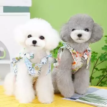 Стильное дышащее удобное платье-слинг для домашних животных с цветочным принтом для щенков и собак, повседневная одежда принцессы M