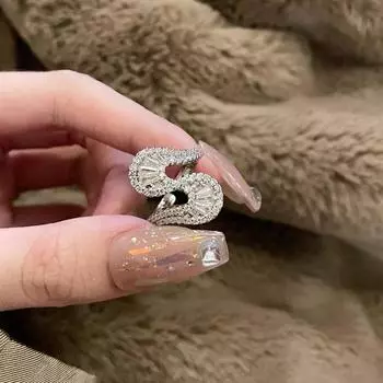 Стильное геометрическое кольцо для женщин с регулируемым дизайном, сверкающий камень циркония