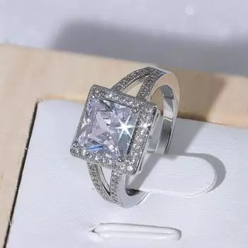 Стильное и изысканное кольцо с кубическим цирконием, сияющее, класса ААА, для посещения банкетов, свадеб, годовщин, подарков, высококачественных ювелирных изделий 6 белый