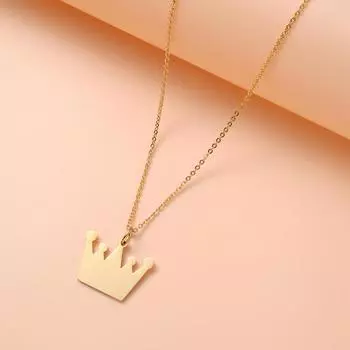 Стильное и персонализированное ожерелье с подвеской в виде короны из нержавеющей стали, простая и универсальная цепочка на ключицу в стиле темперамент золотой