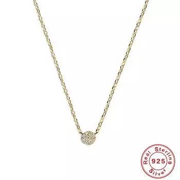 Стильное и простое колье на ключицу в стиле Ins из стерлингового серебра S925, классическое, универсальное, базовое, круглое, инкрустированное бриллиантами брендовой огранки 925 Silver золотой