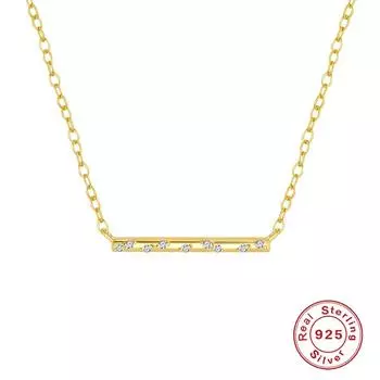 Стильное и простое ожерелье-чокер из стерлингового серебра S925 с персонализированной инкрустацией бриллиантами, классическое однорядное, с одним словом 925 silver золотой