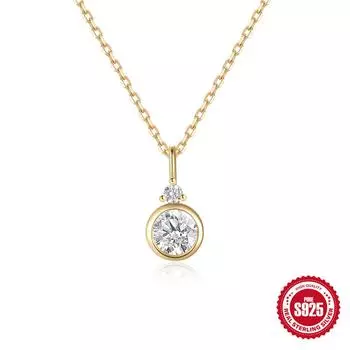 Стильное и простое ожерелье из стерлингового серебра S925 с бриллиантами в классическом стиле для женщин, подарок на помолвку 925 Silver золотой