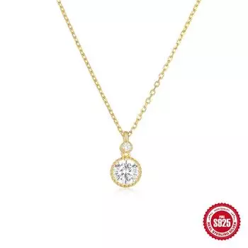 Стильное и простое женское ожерелье с подвеской в виде свадебного предложения из стерлингового серебра 925 пробы, классического размера, инкрустированное бриллиантами 925 Silver золотой