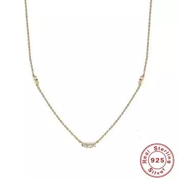 Стильное и простое женское ожерелье на ключицу из стерлингового серебра 925 пробы с тройным набором украшений и бриллиантами 925 Silver золотой