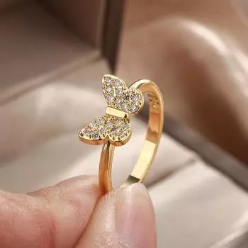 Стильное кольцо-бабочка для женщины с цирконом ААА, изысканные женские украшения, помолвочные украшения для невесты 7 золотой