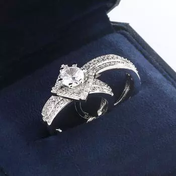 Стильное кольцо с геометрическим квадратом и бриллиантами, сияющее, для женщин, помолвочное, вечернее, ювелирное, кольцо Ethos, модная бижутерия 5 белый