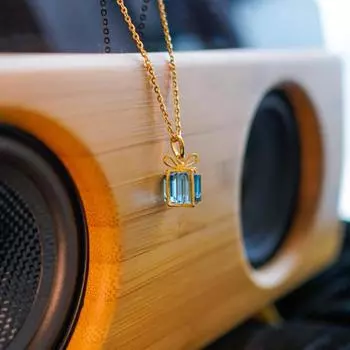 Стильное колье-подвеска в виде синей подарочной коробки, стерлинговое серебро S925, трендовый дизайн, цепочка для ключиц 925 Silver