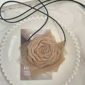 Стильное колье с цветком, большой кулон с розой, ожерелье, элегантная цепочка на ключицу с цветочным принтом для вечеринок, аксессуар в виде розы