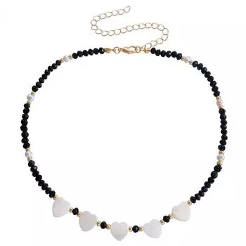 Стильное летнее цветное хрустальное ожерелье Love White Fritillary Design Sense Holiday Style Cream Sweet Sister