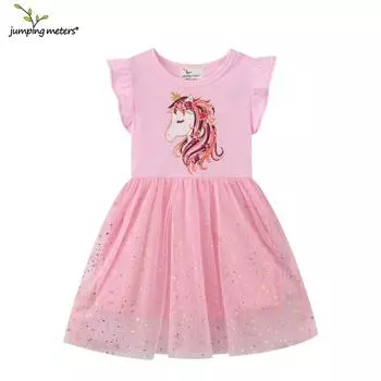 Стильное летнее платье для девочек 2024 года — европейский и американский дизайн 7T for height 120-130cm