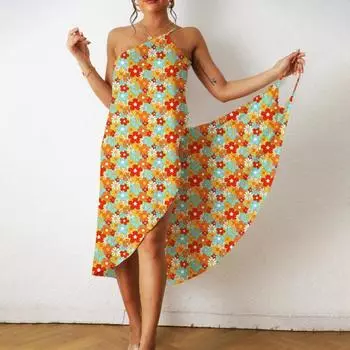 Стильное летнее пляжное платье с принтом, быстросохнущее сексуальное пляжное платье с принтом, бассейн XL жёлтый