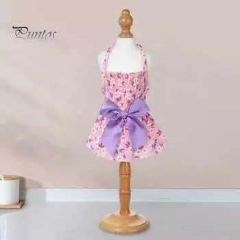 Стильное мягкое очаровательное летнее платье для собак с бантом и цветочным принтом для собак, платье принцессы на каждый день S красный