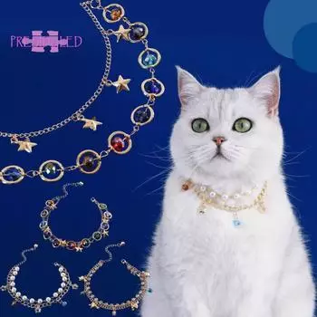 Стильное ожерелье для домашних животных, регулируемый кошачий ошейник, нежные бусины из искусственного жемчуга, украшения со стразами, круг на шею собаки, украшения для домашних животных, украшения для домашних животных XS белый