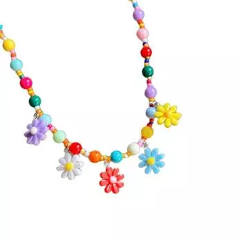 Стильное ожерелье из бусин Элегантная шейная цепочка Красочное ожерелье с ромашками Модные аксессуары Подходит для модных леди