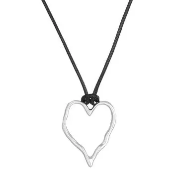 Стильное ожерелье из вощеного шнура Уникальное ожерелье Отличительное ожерелье Ожерелье с геометрической подвеской Подарок для молодых женщин H серебряный