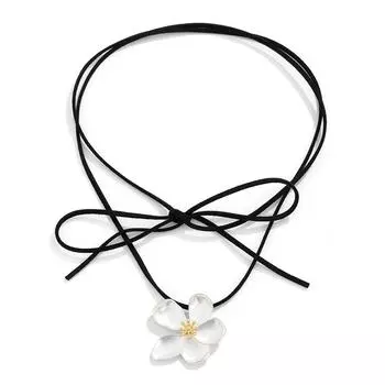 Стильное ожерелье с подвеской в виде цветка, серьги, милая цепочка на ключицу, милое колье, очаровательное модное украшение для повседневной носки 1