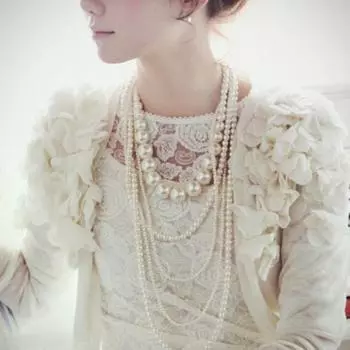 Стильное ожерелье-свитер Нежная многослойная женская темпераментная цепочка из бисера белый