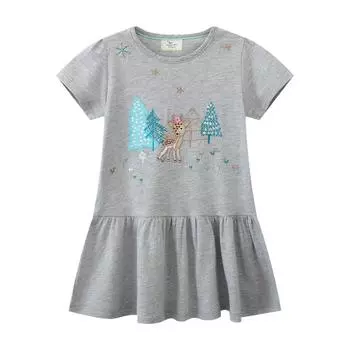 Стильное платье для девочек, летнее модное платье принцессы с героями мультфильмов для девочек и малышей, вязаное хлопковое детское платье 90CM