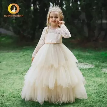 Стильное платье принцессы для подиума 2025 года для девочек – Длинный костюм для выступления на фортепиано 120 cm розовый