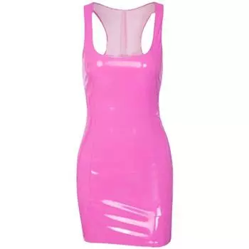 Стильное платье-сарафан из искусственной кожи однотонное для женщин, облегающая кожаная юбка, сексуальное платье без рукавов из кожи, юбка на бедрах для горячей девушки, короткая юбка S