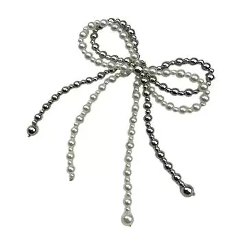 Стильное подвесное украшение с жемчугом и бантом для чехлов для телефонов и аксессуаров. Идеально для модных женщин. бежевый