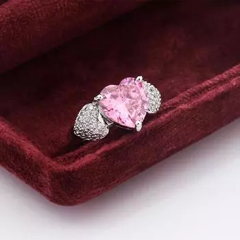 Стильное щедрое кольцо с цирконием Высококачественные ювелирные изделия для вечеринок Подарок на годовщину Классические ювелирные изделия Женское обручальное кольцо resizable розовый