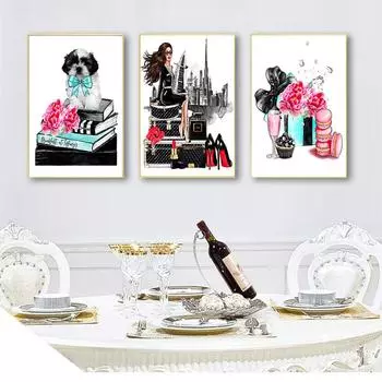 Стильное украшение для спальни для девочек, подарок для девушки, Cuadros, модные принты, настенная художественная сумка, постер, модная картина на холсте, настенные панно 21cm30cm NoFrame