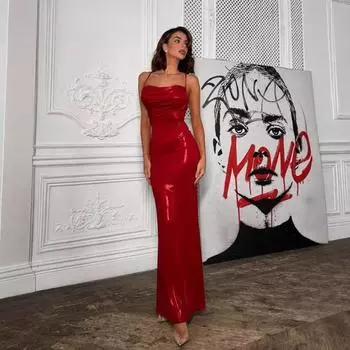 Стильное вечернее платье с открытой спиной, женское платье без рукавов со шнуровкой Spice Girl S красный