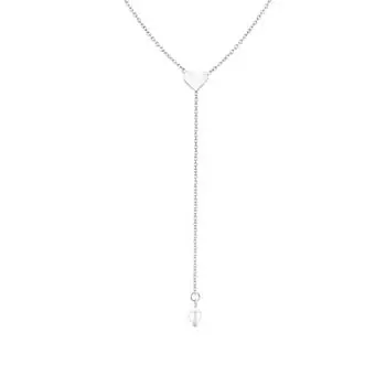 Стильное жемчужное ожерелье с цепочками в виде сердец и бабочек, идеально подходящее для добавления нотки романтики к любому наряду. A серебряный