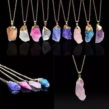 Стильное женское 1 ожерелье из натуральной цепочки с кристаллами розового и красного кварца, нерегулярное ожерелье прозрачный