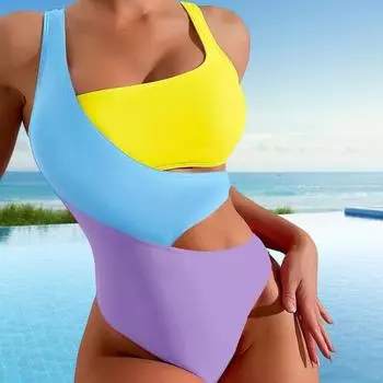 Стильное женское бикини, эластичная пляжная одежда, 3 цвета, жаркое лето, женский купальный костюм, товары для пляжной вечеринки L чёрный